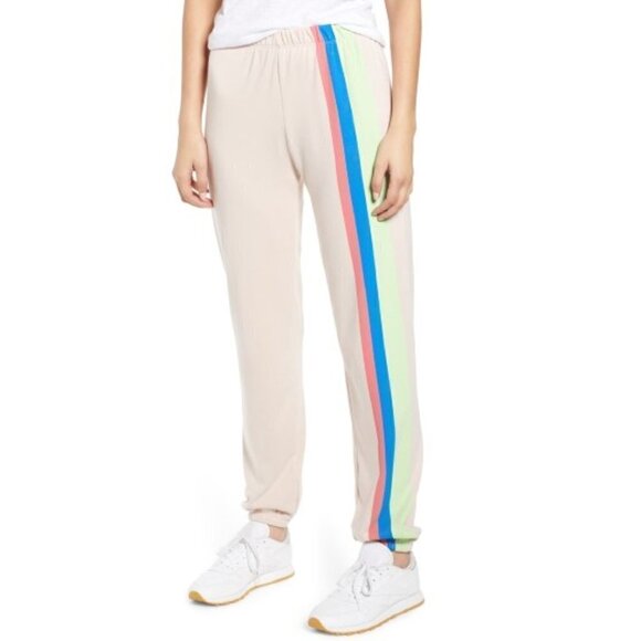 Wildfox Pants - WILDFOX Mellow Stripe Easy Sweatpants, Quartz Pink